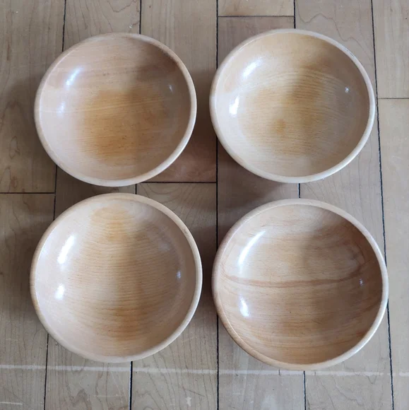 Japanese Mid Century Natural Wood Serving Bowl Set - Picture 2 of 11
